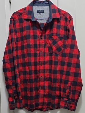 Rue Saint-Patrick Red and Black Plaid Button-Down Shirt